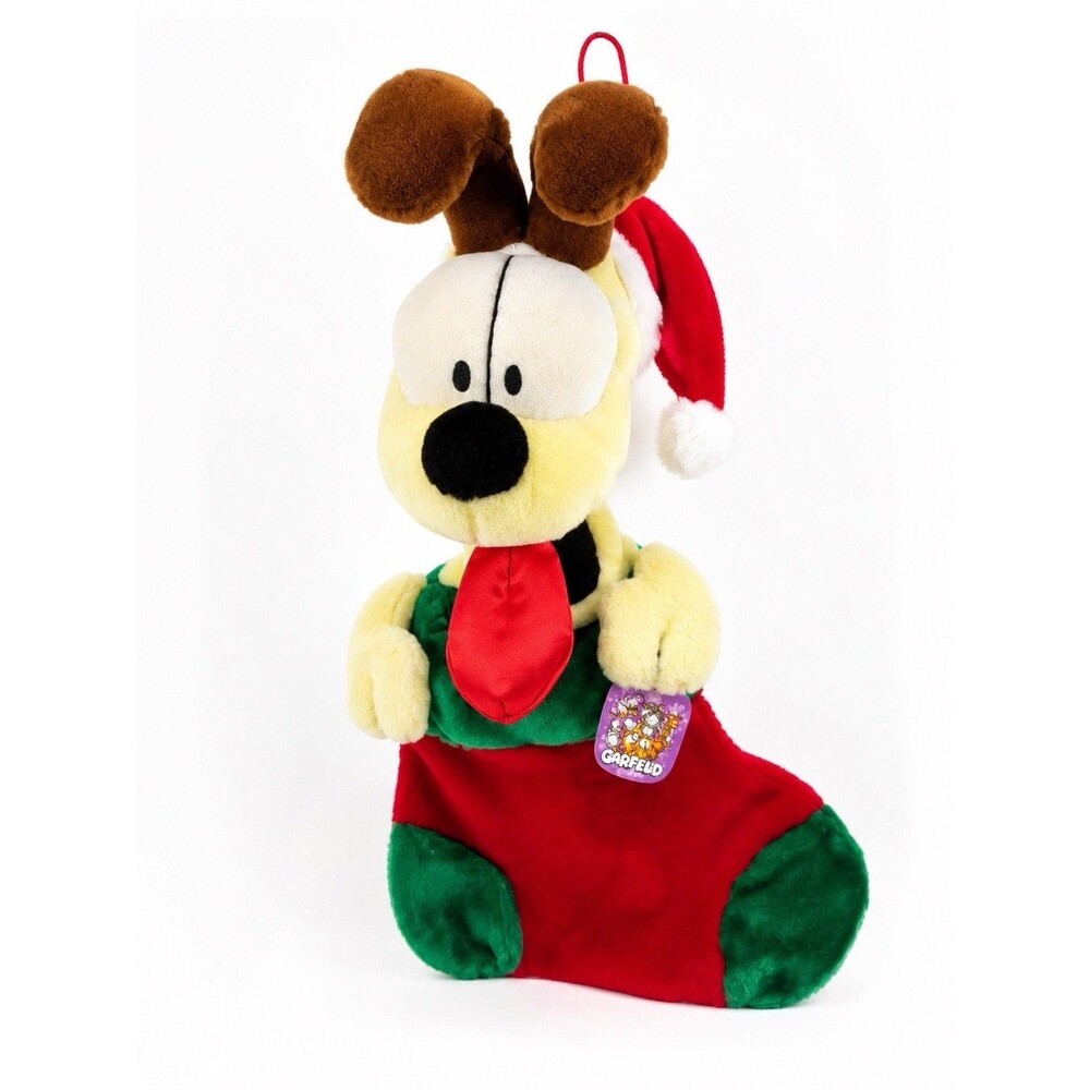 Vintage Garfield Odie Christmas Plush Stocking Play By Play Prize 18” NWT